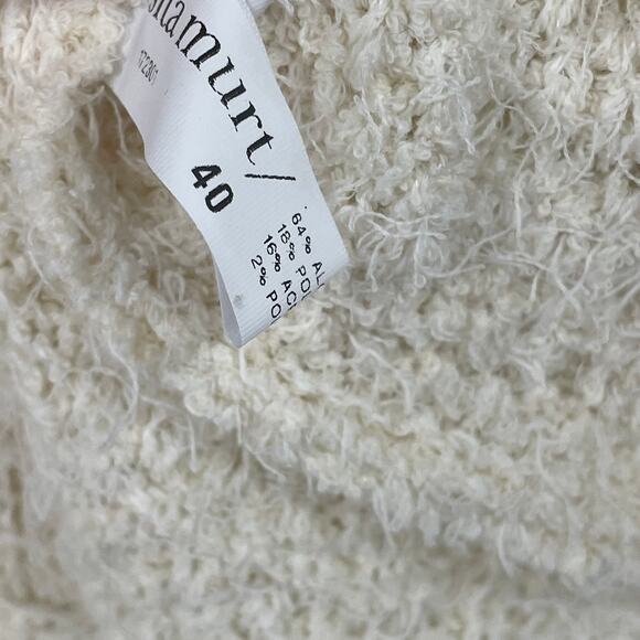 Sita Murt Cream Open Eyelash Knit Short Sleeve V Neck Sweater Womens 40 / US 8 - Picture 6 of 8